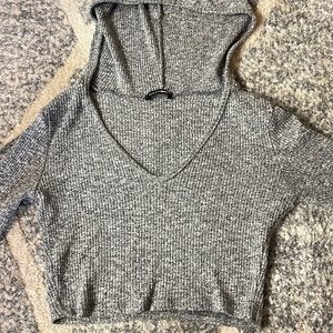 Fashion Nova Grey Cropped Shirt